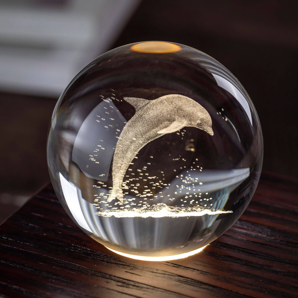 【Auroma-casa】ヴィンテージ風クリスタルボールアロマ｜月・イルカ・クラゲ 精油ディフューザー 高級感ある小物ギフト