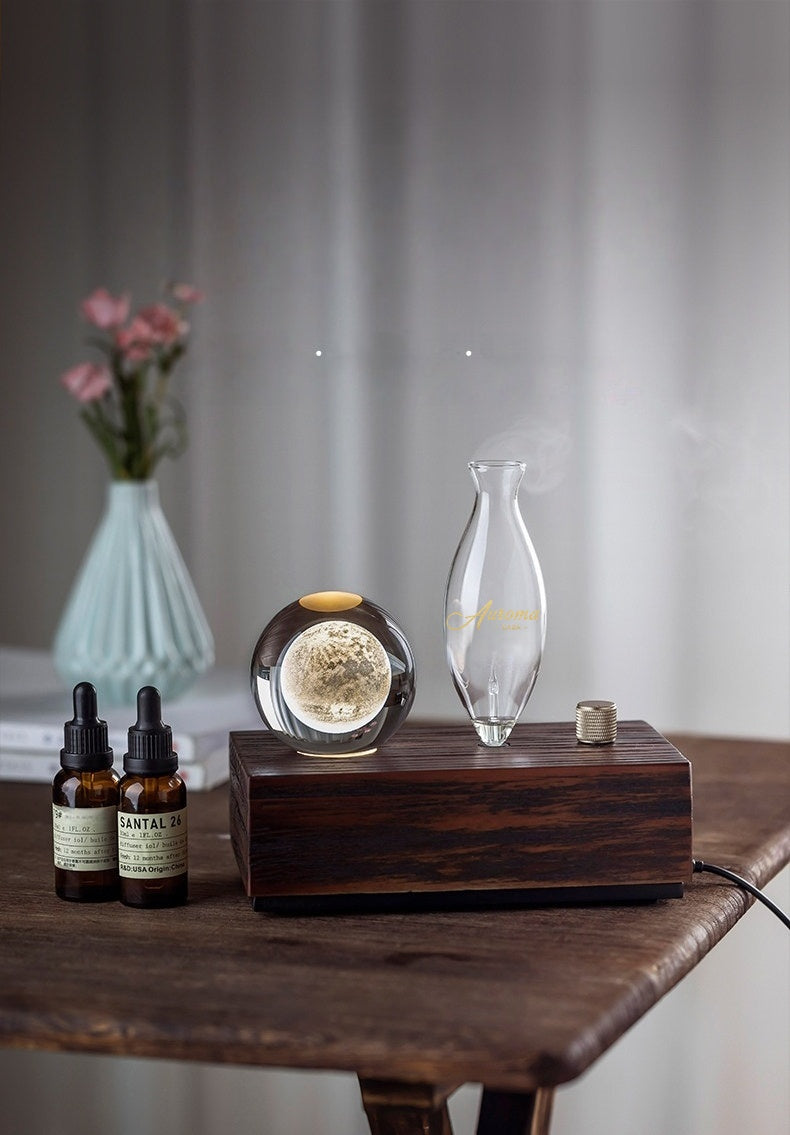 【Auroma-casa】ヴィンテージ風クリスタルボールアロマ｜月・イルカ・クラゲ 精油ディフューザー 高級感ある小物ギフト