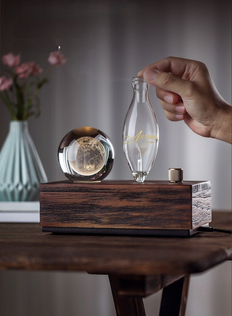 【Auroma-casa】ヴィンテージ風クリスタルボールアロマ｜月・イルカ・クラゲ 精油ディフューザー 高級感ある小物ギフト